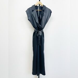 Bar III Petite Crossover-Front Belted Cap-Sleeve Jumpsuit black size SP